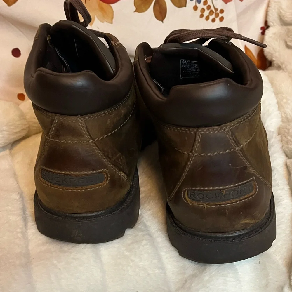 Rockport Mens 10.5M Dark Brown Leather Storm Surge Plain Toe Work A13715 Boots